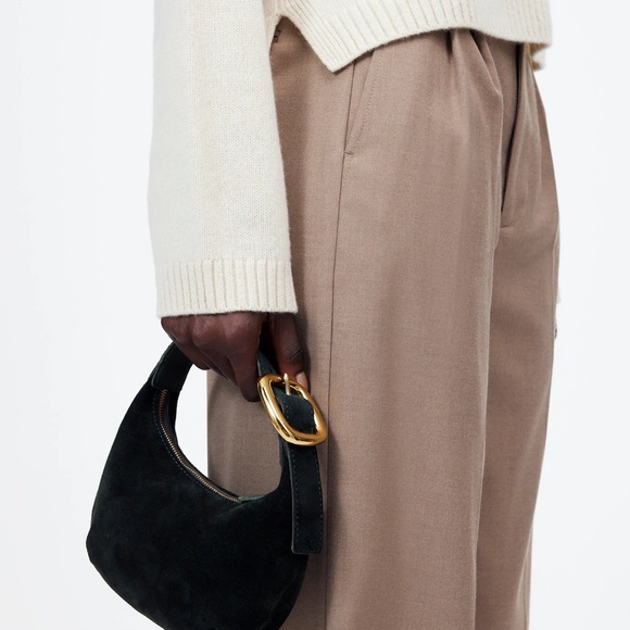 Madewell Mini Black Suede Bag with Gold Buckle - Picture 2 of 6